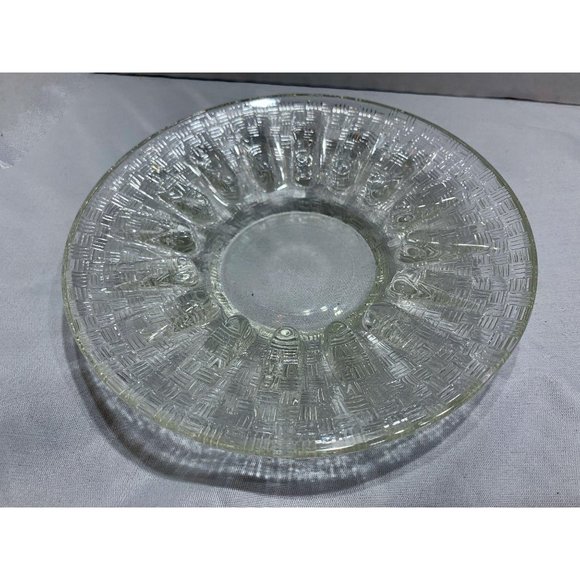 1970s Basketweave Glass Ashtray Trinket Dish